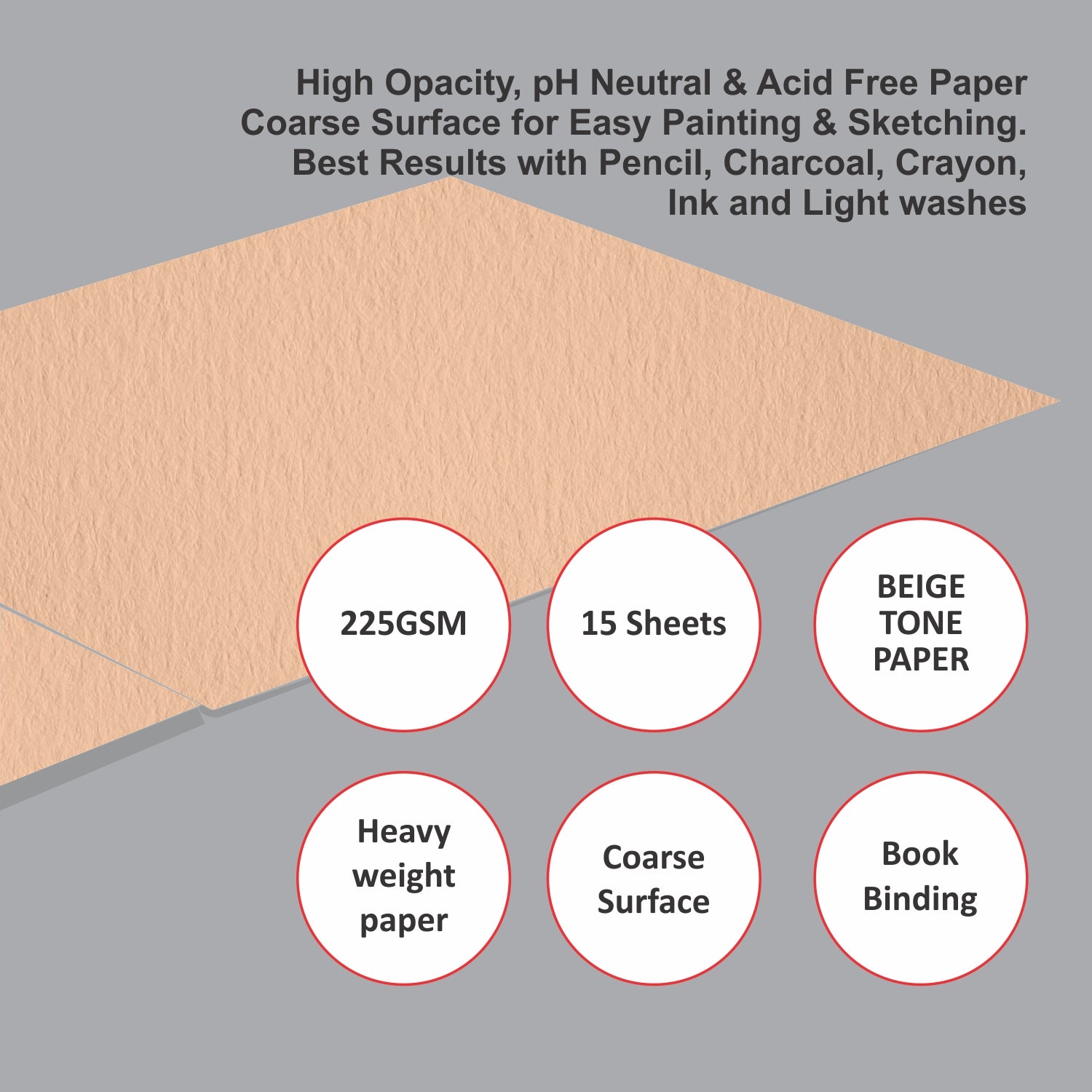 Anupam Skin Toned (Beige) Watercolour Paper-Cold Pressed -Glued Pad - 225GSM - 15Sheets